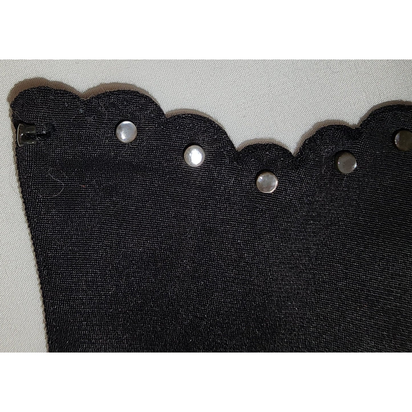 Vintage Black Gloves 1950s Black Fabric Gloves Tiny Pearlized Button Wrist Detail Mid Century Rockabilly 7 or so