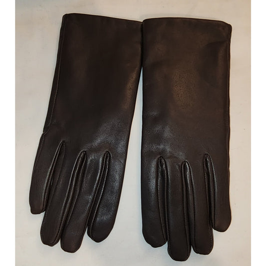 Vintage Leather Gloves 1990s 2000s Dark Gray Brown Leather Gloves Soft Lining Aris Boho 7.5