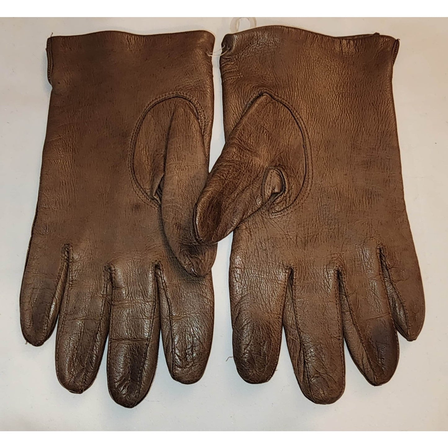 Vintage Leather Gloves 1960s 70s Soft Medium Brown Leather Wrist Gloves Wrist Designs Thin Fabric Lining Boho 7 or so