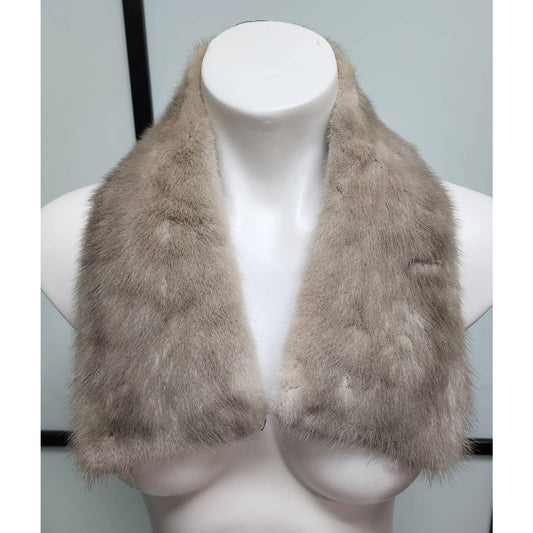 Vintage Fur Collar 1950s Silver Gray Mink Fur Collar for Sweater or Coat Fluffy Mink Fur Rockabilly Boho 28 x 5 in.