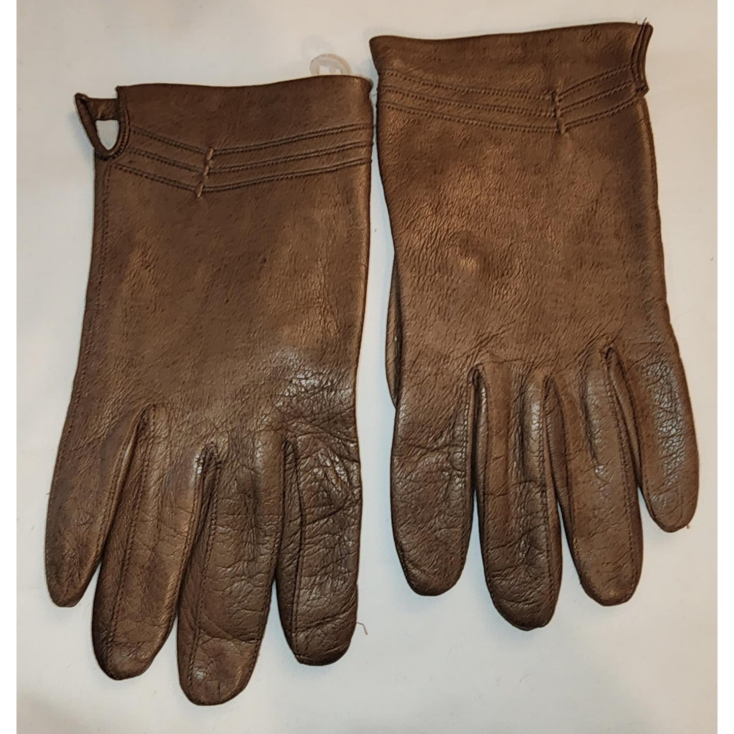 Vintage Leather Gloves 1960s 70s Soft Medium Brown Leather Wrist Gloves Wrist Designs Thin Fabric Lining Boho 7 or so