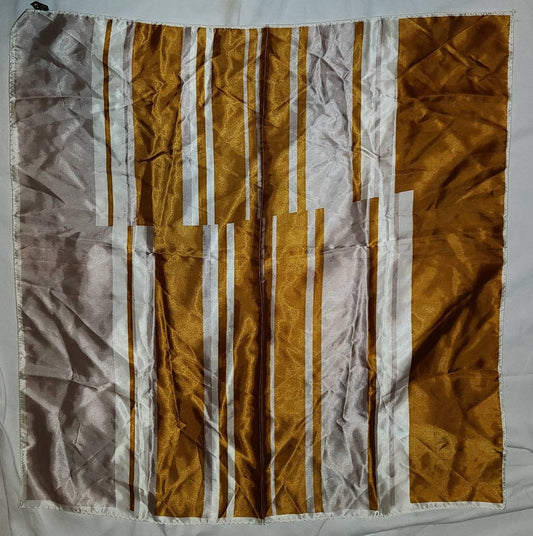 Vintage Abstract Scarf 1960s Shiny Rust Cream Gray Acetate Scarf Op Art Made in Japan Mod 30.5 x 31 in.