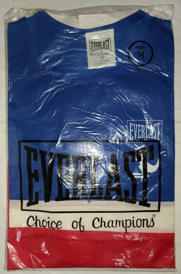 Unworn Vintage Everlast Shirt 1970s Red White Blue Tricot Mesh Shirt Abstract Kangaroo Logo Choice of Champions Boxing NIP M