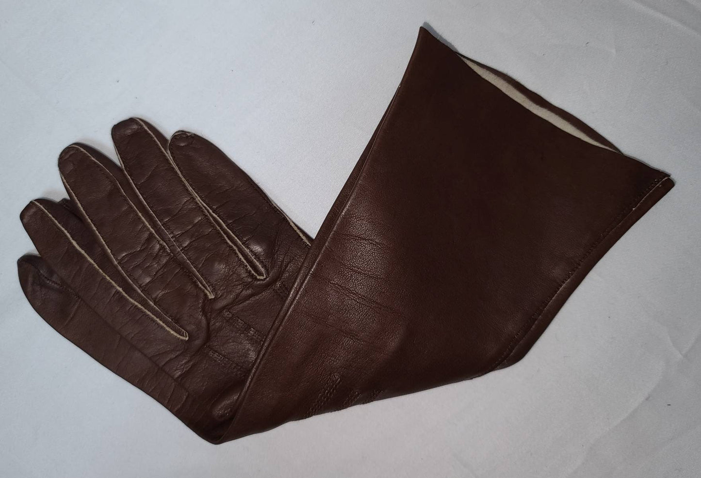 Vintage Leather Gloves 1950s 60s Midlength Thin Brown Leather Gloves Rockabilly Pinup 6.5