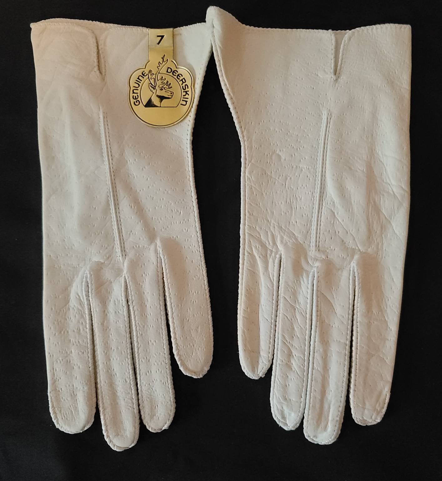 Vintage Deerskin Gloves Unworn 1950s 60s Creamy White Deerskin Wrist Gloves NWT Rockabilly Boho 7