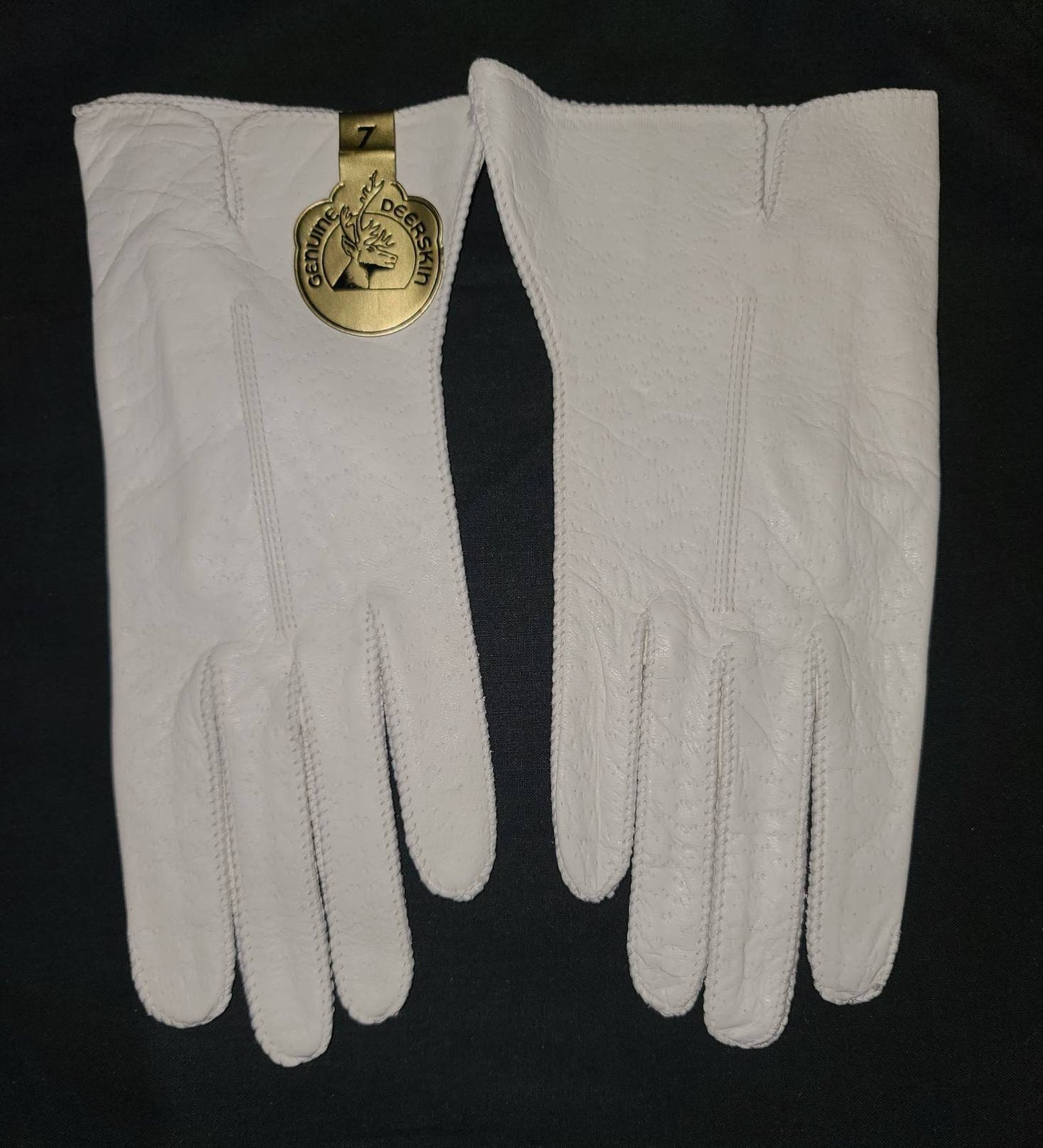 Vintage Deerskin Gloves Unworn 1950s 60s Creamy White Deerskin Wrist Gloves NWT Rockabilly Boho 7