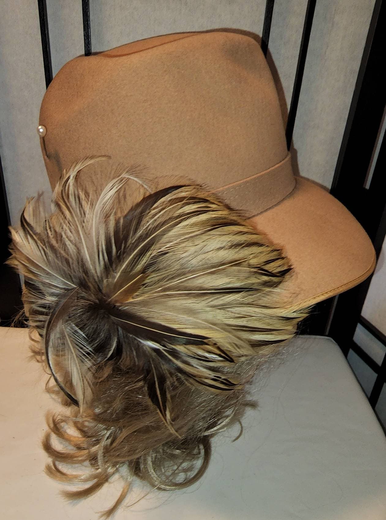 Vintage deals 1970s Style Tan Felt Fedora