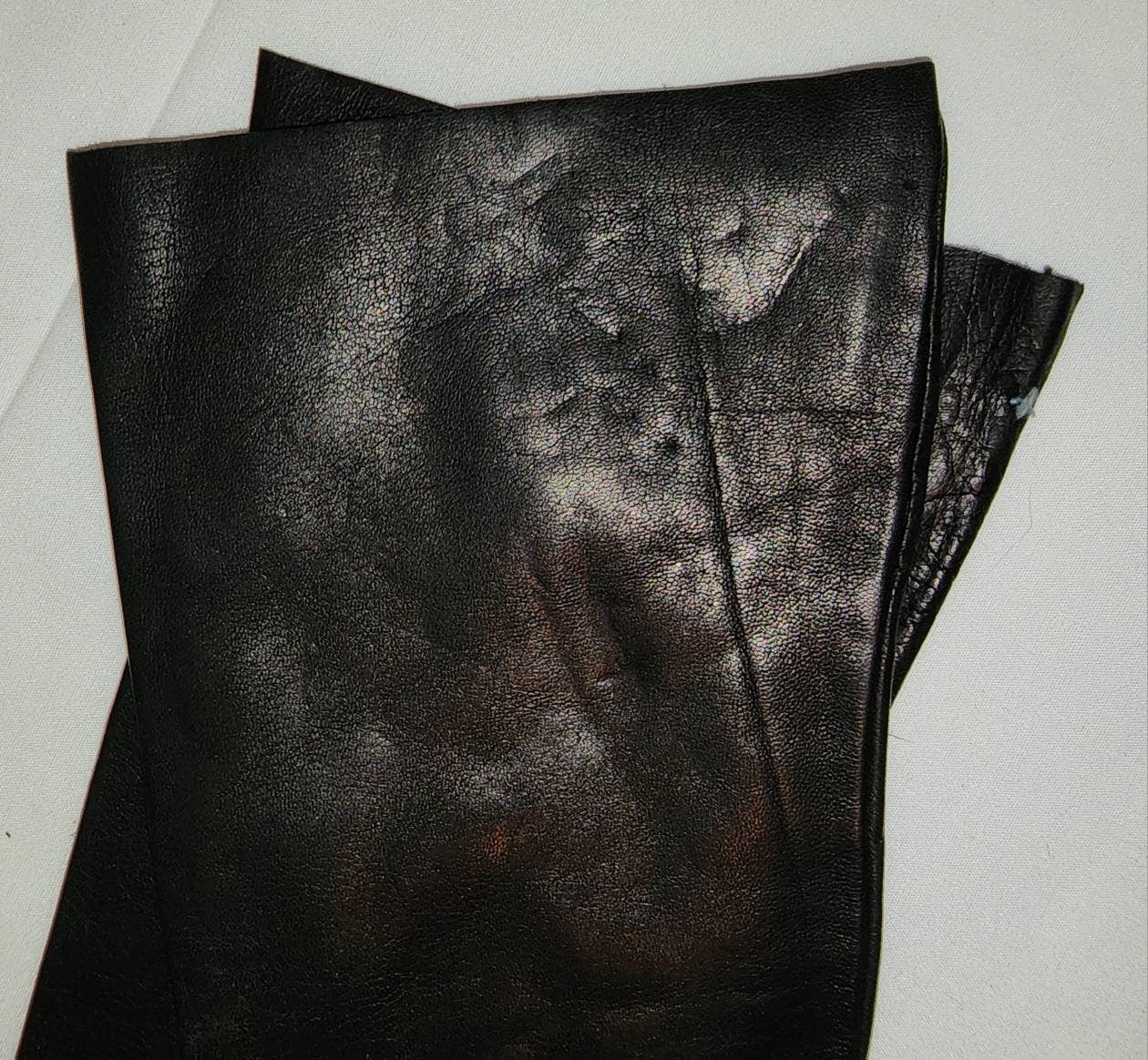 Unworn Vintage Leather Gloves 1950s 60s Long Thin Black Leather Gloves Mid Century Fetish Boho 6 3/4