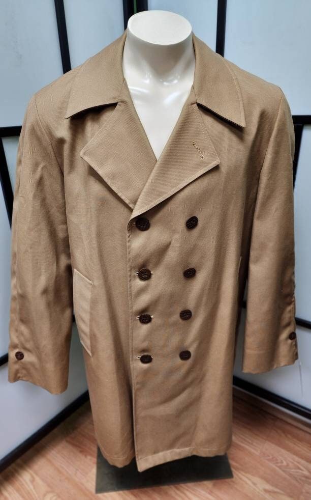 Men's Vintage Overcoat Classic 1960s 70s Light Brown Midlength Overcoat Coat Mod Boho L