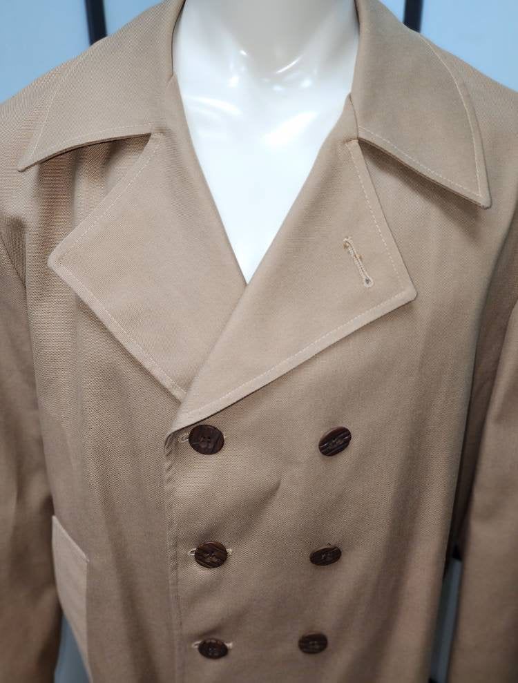 Men's Vintage Overcoat Classic 1960s 70s Light Brown Midlength Overcoat Coat Mod Boho L