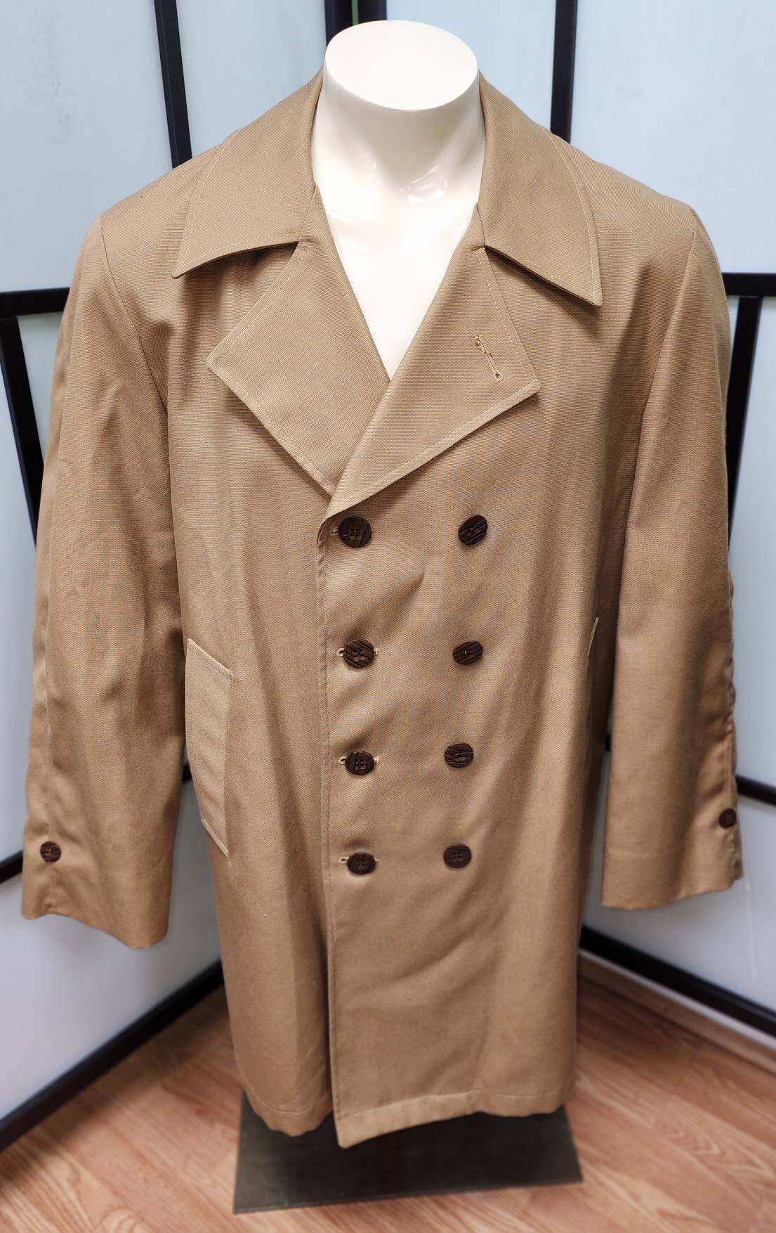 Men's Vintage Overcoat Classic 1960s 70s Light Brown Midlength Overcoat Coat Mod Boho L