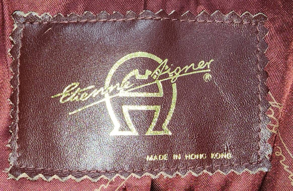 Vintage Leather Jacket 1970s Designer Etienne Aigner Oxblood Leather Blazer Jacket Gold Metal Logos Boho L