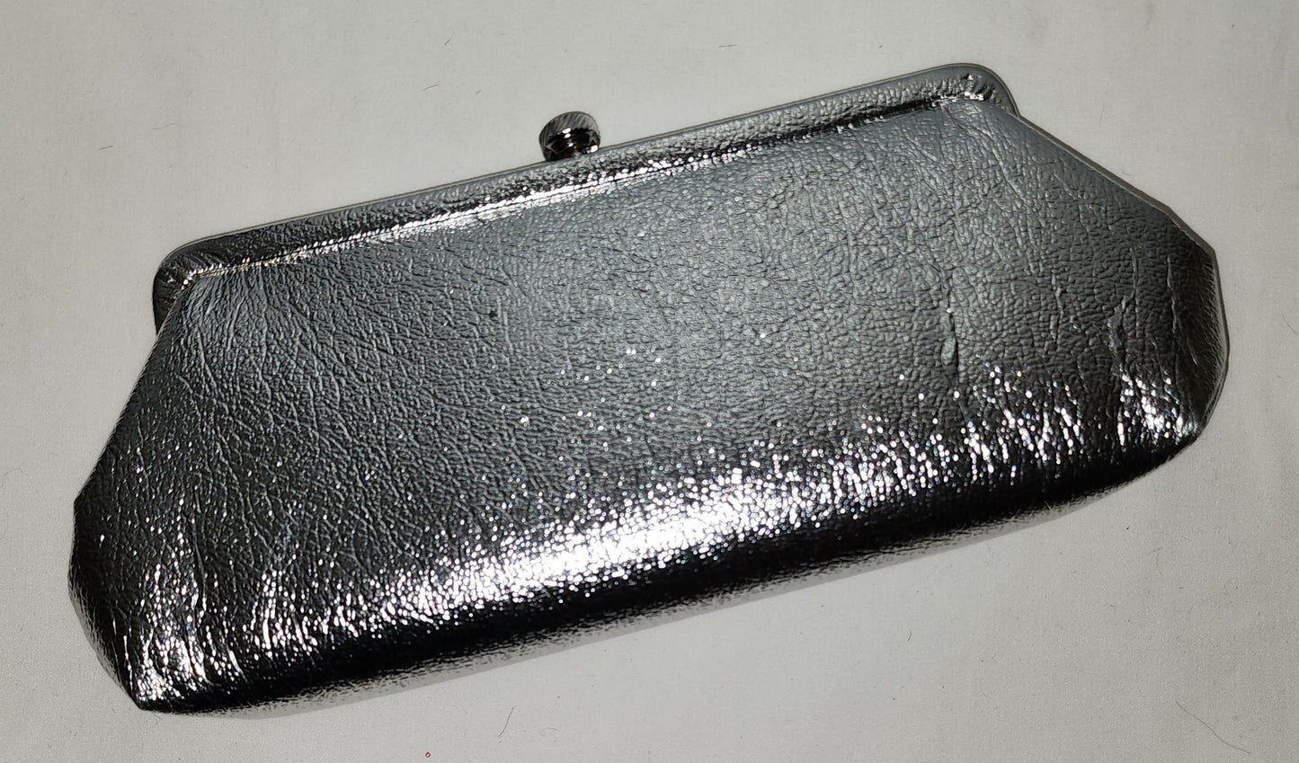 Vintage Silver Purse 1950s 60s Silver Metallic Foil Clutch Mid Century Rockabilly Space Age Mod