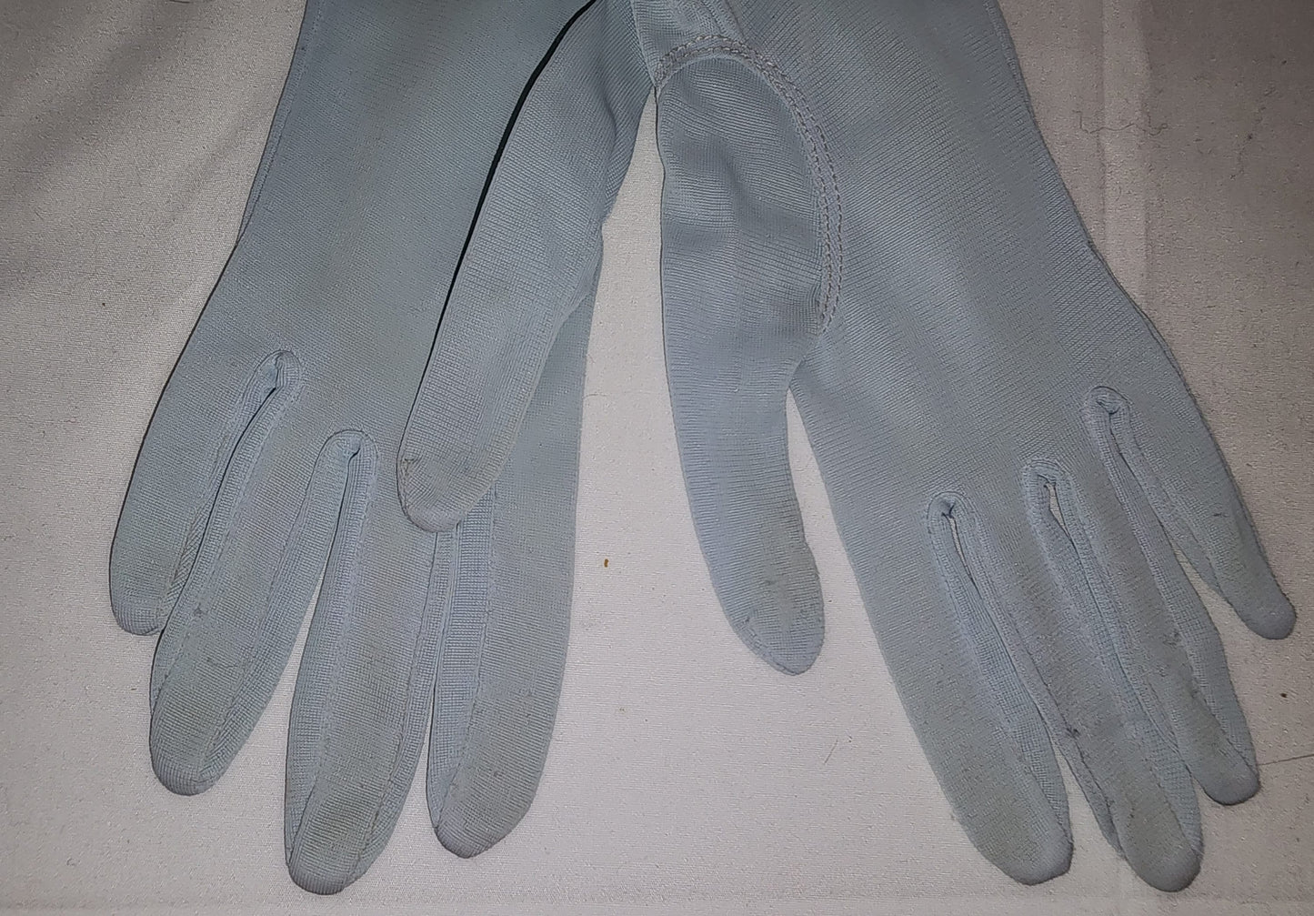 Vintage Blue Gloves 1950s Light Blue Nylon Gloves Lace Wrist Ruffles Mid Century